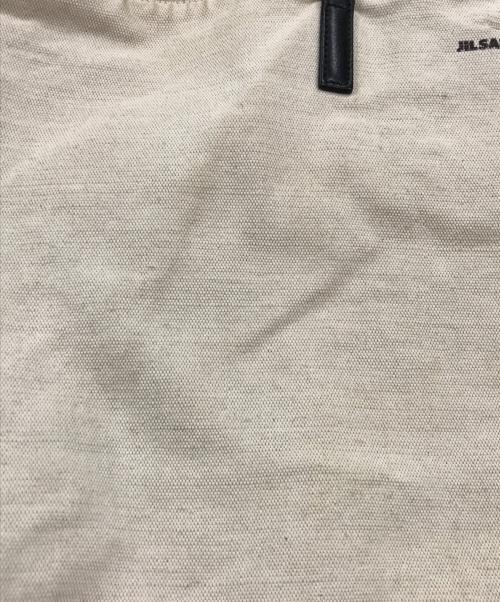 JIL SANDER（ジルサンダー）JIL SANDER (ジルサンダー) レザーハンドルキャンバストートバッグ アイボリーの古着・服飾アイテム