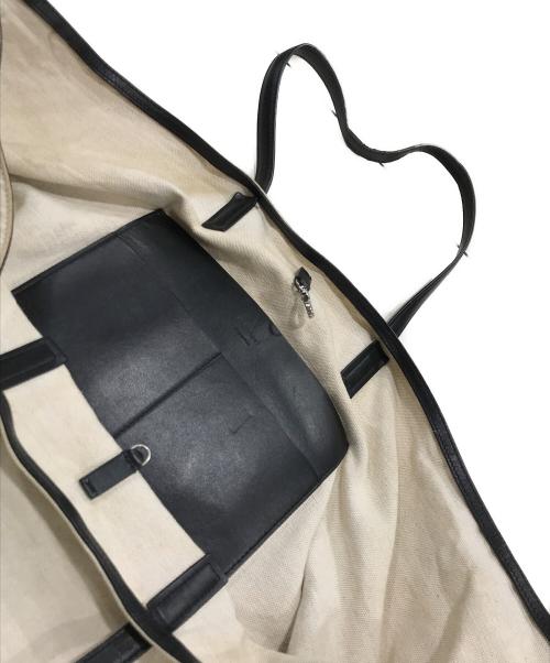 JIL SANDER（ジルサンダー）JIL SANDER (ジルサンダー) レザーハンドルキャンバストートバッグ アイボリーの古着・服飾アイテム