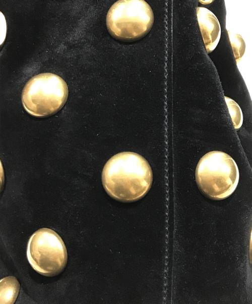 Saint Laurent Paris（サンローランパリ）Saint Laurent Paris (サンローランパリ) スタッズスエードショルダーバッグ ブラック×ゴールドの古着・服飾アイテム