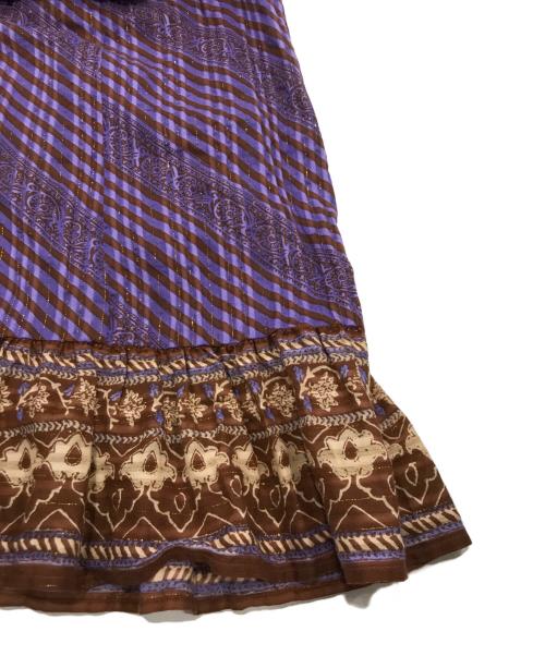 sara mallika（サラマリカ）sara mallika (サラマリカ) Cotton Stripe Ethnic Print Tassel Dress/ロング丈ワンピース パープル サイズ:2の古着・服飾アイテム