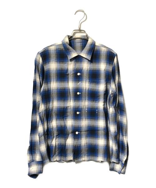 NUMBER (N)INE（ナンバーナイン）NUMBER (N)INE (ナンバーナイン) オンブレチェック オープンカラーシャツ ブルー サイズ:2の古着・服飾アイテム