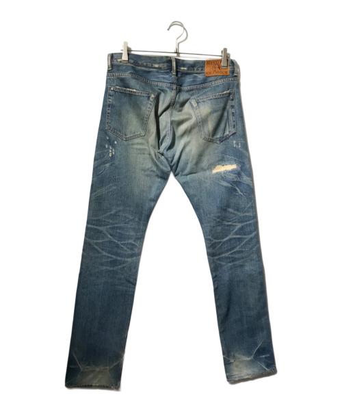 Hysteric Glamour（ヒステリックグラマー）Hysteric Glamour (ヒステリックグラマー) ピラミッドスタッズ ダメージリペア加工スキャブデニムパンツ インディゴ サイズ:32の古着・服飾アイテム