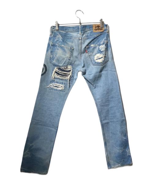 Hysteric Glamour（ヒステリックグラマー）Hysteric Glamour (ヒステリックグラマー) パッチワーク リペア＆ダメージ加工デニム インディゴ サイズ:Sの古着・服飾アイテム
