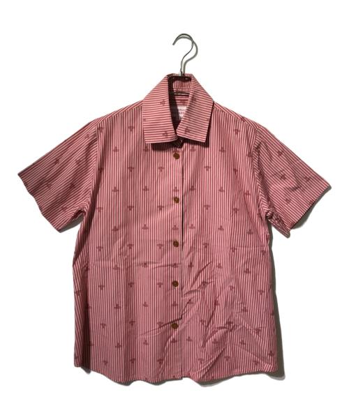 Vivienne Westwood RED LABEL（ヴィヴィアンウエストウッドレッドレーベル）Vivienne Westwood RED LABEL (ヴィヴィアンウエストウッドレッドレーベル) オーブストライプ半袖シャツ レッド サイズ:2の古着・服飾アイテム