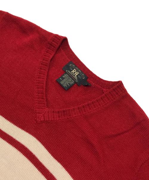 RRL（ダブルアールエル）RRL (ダブルアールエル) Vネックニット/ウール混ニット レッド サイズ:Mの古着・服飾アイテム