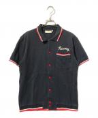 KING LOUIEキングルイ）の古着「鹿の子スナップボタンボーリングシャツ/ポロシャツ」｜ブラック