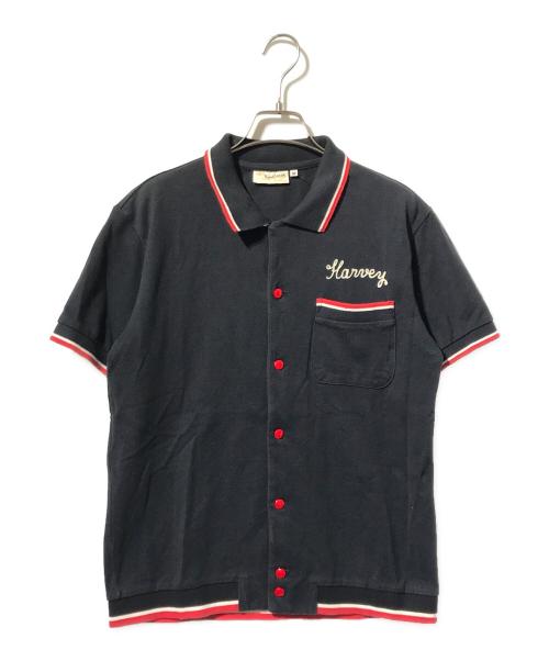 KING LOUIE（キングルイ）KING LOUIE (キングルイ) 鹿の子スナップボタンボーリングシャツ/ポロシャツ ブラック サイズ:Mの古着・服飾アイテム