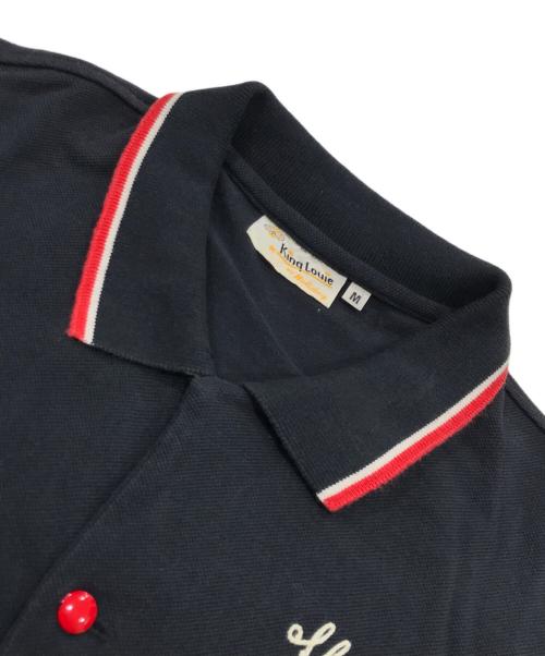 KING LOUIE（キングルイ）KING LOUIE (キングルイ) 鹿の子スナップボタンボーリングシャツ/ポロシャツ ブラック サイズ:Mの古着・服飾アイテム