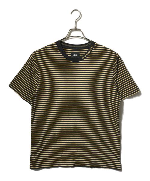 stussy（ステューシー）stussy (ステューシー) ジャックストライプクルーTシャツ/半袖Tシャツ ブラウン×ブラック サイズ:Mの古着・服飾アイテム