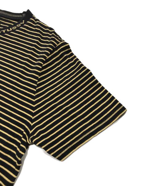 stussy（ステューシー）stussy (ステューシー) ジャックストライプクルーTシャツ/半袖Tシャツ ブラウン×ブラック サイズ:Mの古着・服飾アイテム