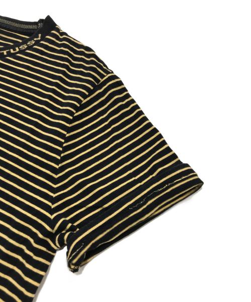 stussy（ステューシー）stussy (ステューシー) ジャックストライプクルーTシャツ/半袖Tシャツ ブラウン×ブラック サイズ:Mの古着・服飾アイテム