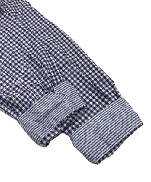 COMME des GARCONS JUNYA WATANABE MAN（コム デ ギャルソン ジュンヤ ワタナベ マン）COMME des GARCONS JUNYA WATANABE MAN (コム デ ギャルソン ジュンヤ ワタナベ マン) リネンブレンドシャンブレー×ギンガムチェック切替シャツ ブルー×ホワイト サイズ:Mの古着・服飾アイテム