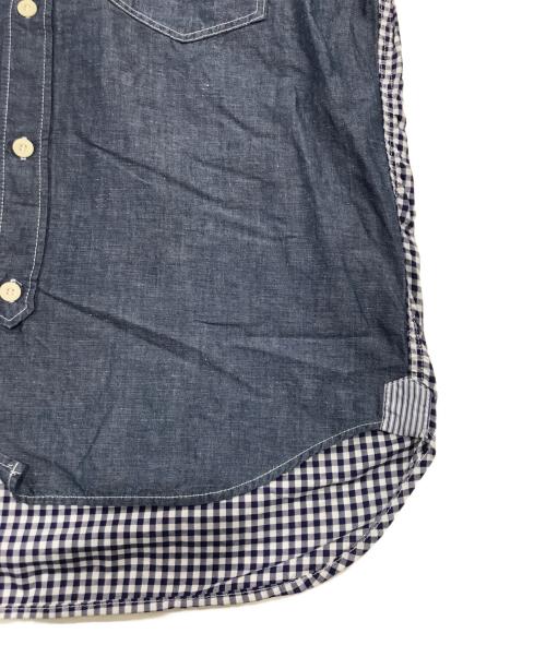 COMME des GARCONS JUNYA WATANABE MAN（コム デ ギャルソン ジュンヤ ワタナベ マン）COMME des GARCONS JUNYA WATANABE MAN (コム デ ギャルソン ジュンヤ ワタナベ マン) リネンブレンドシャンブレー×ギンガムチェック切替シャツ ブルー×ホワイト サイズ:Mの古着・服飾アイテム