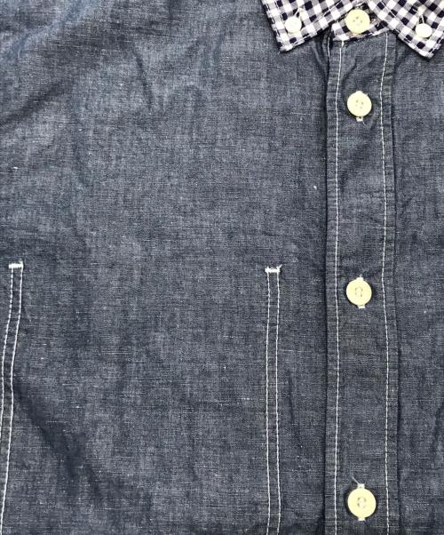 COMME des GARCONS JUNYA WATANABE MAN（コム デ ギャルソン ジュンヤ ワタナベ マン）COMME des GARCONS JUNYA WATANABE MAN (コム デ ギャルソン ジュンヤ ワタナベ マン) リネンブレンドシャンブレー×ギンガムチェック切替シャツ ブルー×ホワイト サイズ:Mの古着・服飾アイテム