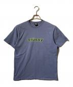 stussyステューシー）の古着「両面ロゴプリントTシャツ/半袖Ｔシャツ」｜ブルー