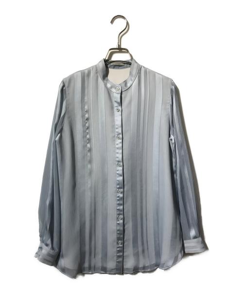 theory（セオリー）theory (セオリー) 袖切替シアーストライプブラウス ブルー サイズ:38の古着・服飾アイテム