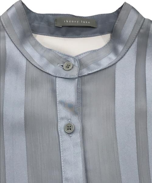 theory（セオリー）theory (セオリー) 袖切替シアーストライプブラウス ブルー サイズ:38の古着・服飾アイテム
