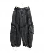 MAISON SPECIALメゾンスペシャル）の古着「Denim Switching Wide Cargo Alien Pants/デニム切り替えワイドカーゴエイリアンパンツ」｜ブラック