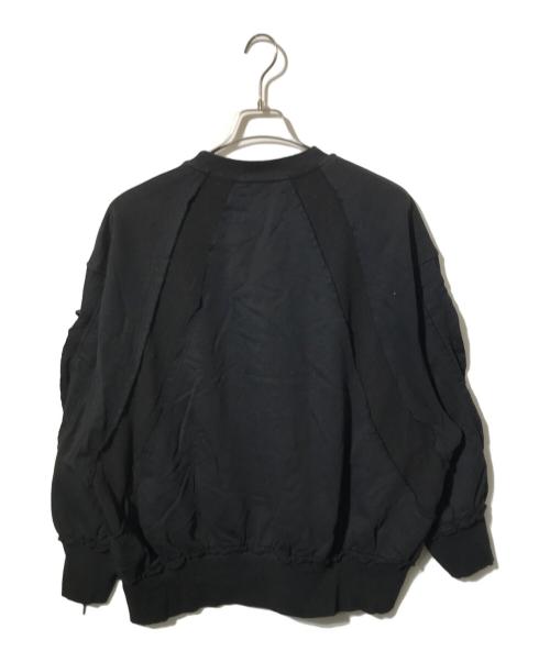 MAISON SPECIAL（メゾンスペシャル）MAISON SPECIAL (メゾンスペシャル) Waffle Switch Lace-up Sweat Prime-Over Crew Neck Pullover/ワイドスウェット ブラック サイズ:1の古着・服飾アイテム