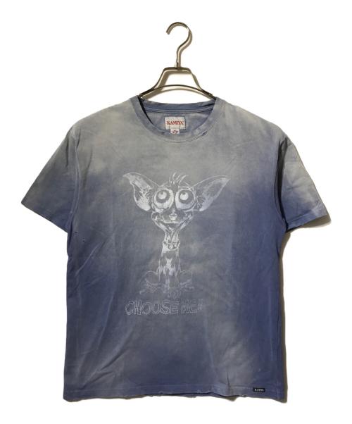 KAMIYA（カミヤ）KAMIYA (カミヤ) MONSTER' Printed Bleach Tee/半袖Tシャツ ブルー サイズ:XLの古着・服飾アイテム