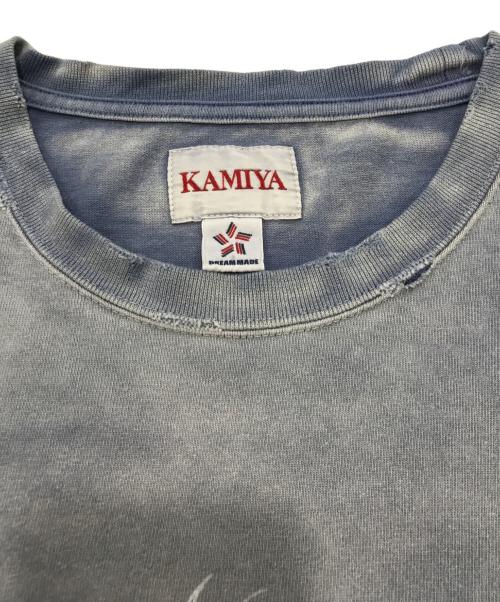 KAMIYA（カミヤ）KAMIYA (カミヤ) MONSTER' Printed Bleach Tee/半袖Tシャツ ブルー サイズ:XLの古着・服飾アイテム