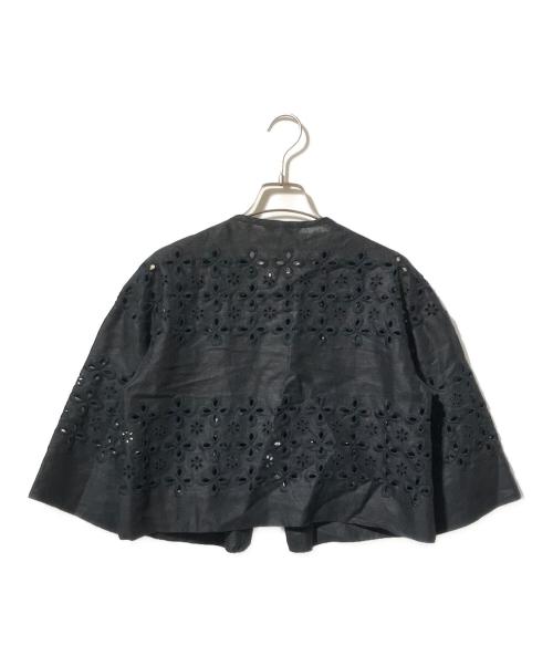 ANAYI（アナイ）ANAYI (アナイ) カットワークノーカラージャケット ブラック サイズ:38の古着・服飾アイテム