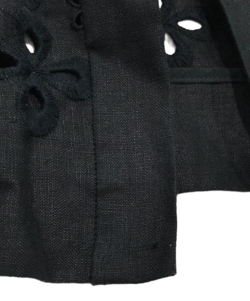 ANAYI（アナイ）ANAYI (アナイ) カットワークノーカラージャケット ブラック サイズ:38の古着・服飾アイテム