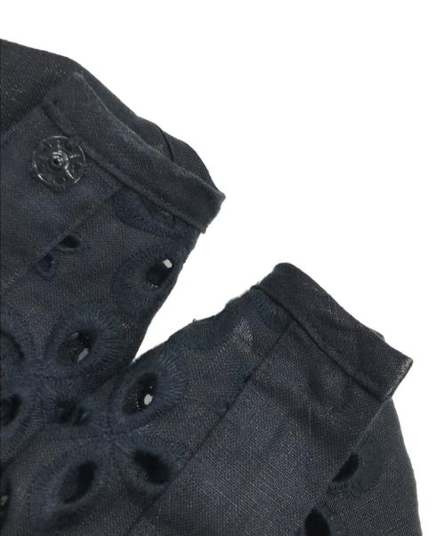 ANAYI（アナイ）ANAYI (アナイ) カットワークノーカラージャケット ブラック サイズ:38の古着・服飾アイテム