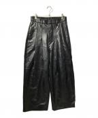 SHINYA KOZUKAシンヤコズカ）の古着「Dear BAGGY/エコレザータックワイドパンツ」｜ブラック