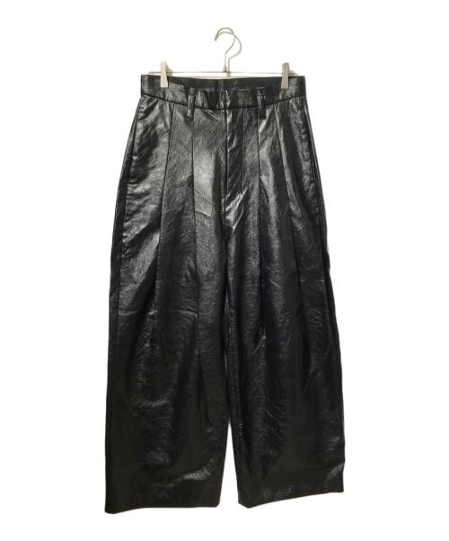 SHINYA KOZUKA（シンヤコズカ）SHINYA KOZUKA (シンヤコズカ) Dear BAGGY/エコレザータックワイドパンツ ブラック サイズ:Sの古着・服飾アイテム