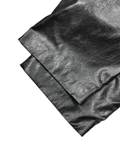 SHINYA KOZUKA（シンヤコズカ）SHINYA KOZUKA (シンヤコズカ) Dear BAGGY/エコレザータックワイドパンツ ブラック サイズ:Sの古着・服飾アイテム