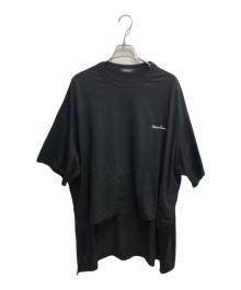 UNDERCOVER（アンダーカバー）の古着「レーヨン・コットンビッグTシャツ/フロントショートTシャツ」｜ブラック