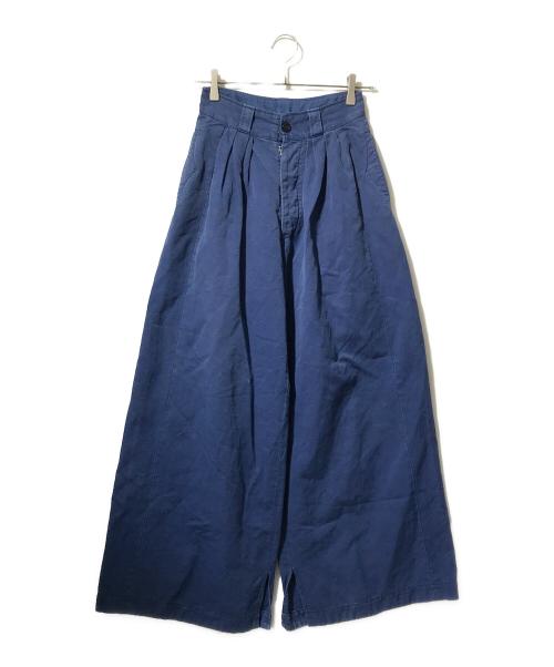 Maison Margiela 1 10（メゾン マルジェラ）Maison Margiela 1 10 (メゾン マルジェラ) タック ワイド トラウザーズ ブルー サイズ:36の古着・服飾アイテム