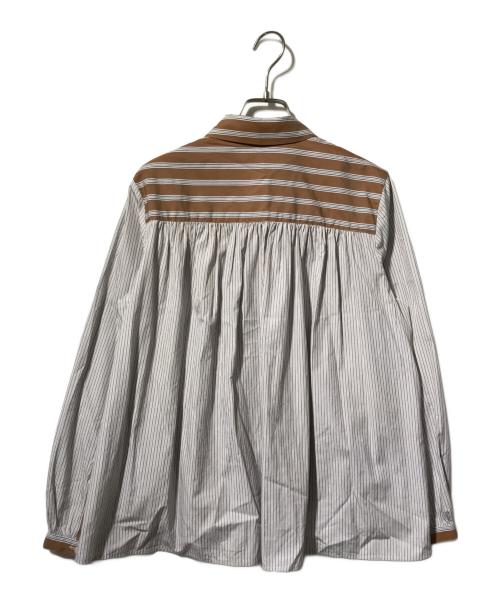 PS Paul Smith（ＰＳポールスミス）PS Paul Smith (ＰＳポールスミス) 切替ストライプシャツ ブラウン×ブルー サイズ:38の古着・服飾アイテム