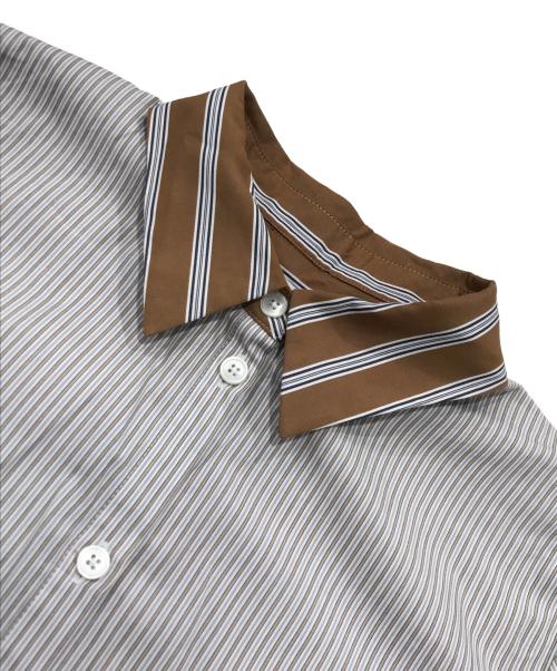 PS Paul Smith（ＰＳポールスミス）PS Paul Smith (ＰＳポールスミス) 切替ストライプシャツ ブラウン×ブルー サイズ:38の古着・服飾アイテム