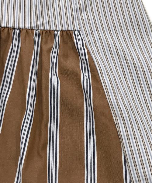 PS Paul Smith（ＰＳポールスミス）PS Paul Smith (ＰＳポールスミス) 切替ストライプシャツ ブラウン×ブルー サイズ:38の古着・服飾アイテム