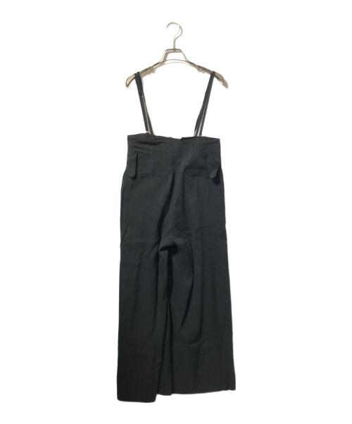 La boutique BonBon（ラブティックボンボン）La boutique BonBon (ラブティックボンボン) ストライプストラップ付きバギーパンツ ブラック サイズ:38の古着・服飾アイテム