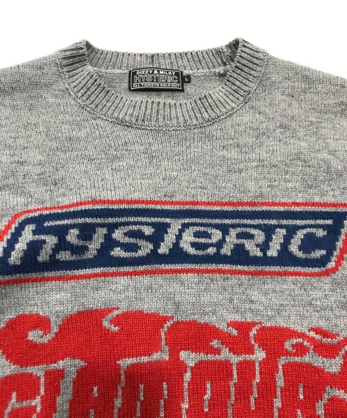 Hysteric Glamour（ヒステリックグラマー）Hysteric Glamour (ヒステリックグラマー) HG COMBO編込 セーター グレー サイズ:ｌの古着・服飾アイテム
