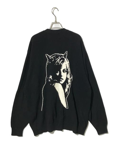 Hysteric Glamour（ヒステリックグラマー）Hysteric Glamour (ヒステリックグラマー) EVIL WOMAN編込 カーディガン ブラック サイズ:XLの古着・服飾アイテム