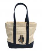 POLO RALPH LAURENポロ・ラルフローレン）の古着「ポロベアキャンバストートバッグ」｜ベージュ×ネイビー