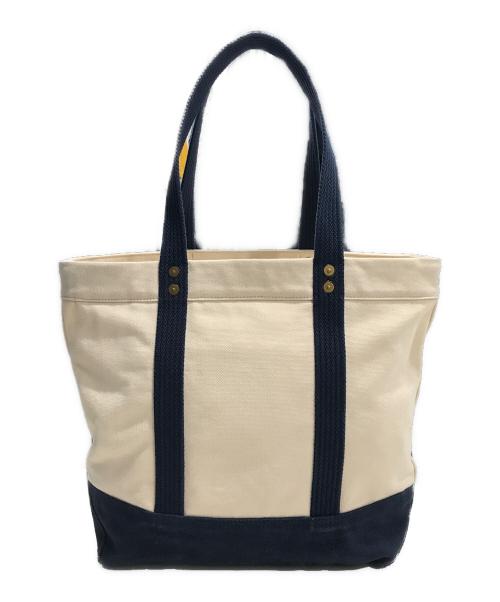 POLO RALPH LAUREN（ポロ・ラルフローレン）POLO RALPH LAUREN (ポロ・ラルフローレン) ポロベアキャンバストートバッグ ベージュ×ネイビーの古着・服飾アイテム