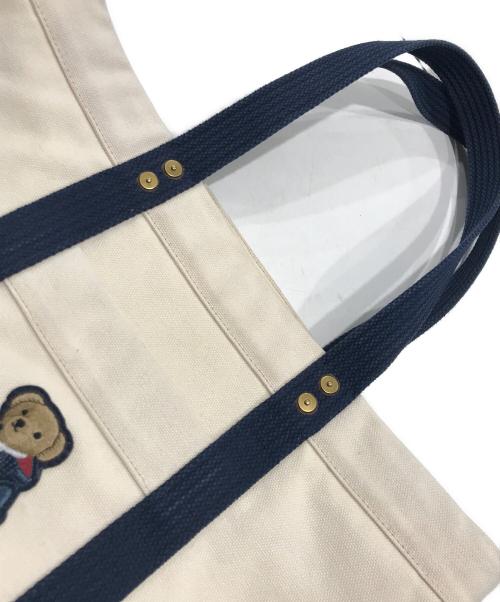 POLO RALPH LAUREN（ポロ・ラルフローレン）POLO RALPH LAUREN (ポロ・ラルフローレン) ポロベアキャンバストートバッグ ベージュ×ネイビーの古着・服飾アイテム
