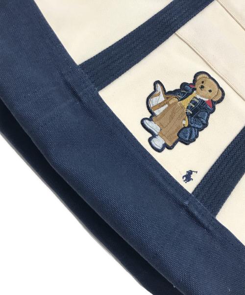 POLO RALPH LAUREN（ポロ・ラルフローレン）POLO RALPH LAUREN (ポロ・ラルフローレン) ポロベアキャンバストートバッグ ベージュ×ネイビーの古着・服飾アイテム