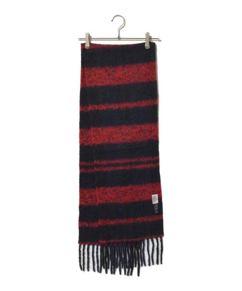 Vivienne Westwood（ヴィヴィアンウエストウッド）Vivienne Westwood (ヴィヴィアンウエストウッド) ボーダー柄ジャガードマフラー/カラーマフラー レッド×ネイビーの古着・服飾アイテム