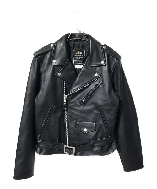 ALPHA（アルファ）ALPHA (アルファ) ダブルライダースジャケット ブラック サイズ:Ｍの古着・服飾アイテム