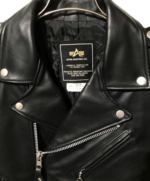 ALPHA（アルファ）ALPHA (アルファ) ダブルライダースジャケット ブラック サイズ:Ｍの古着・服飾アイテム
