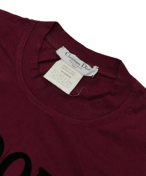 Christian Dior（クリスチャン ディオール）Christian Dior (クリスチャン ディオール) フロッキープリントノースリーブカットソー/ロゴタンクトップ ボルドー サイズ:38の古着・服飾アイテム