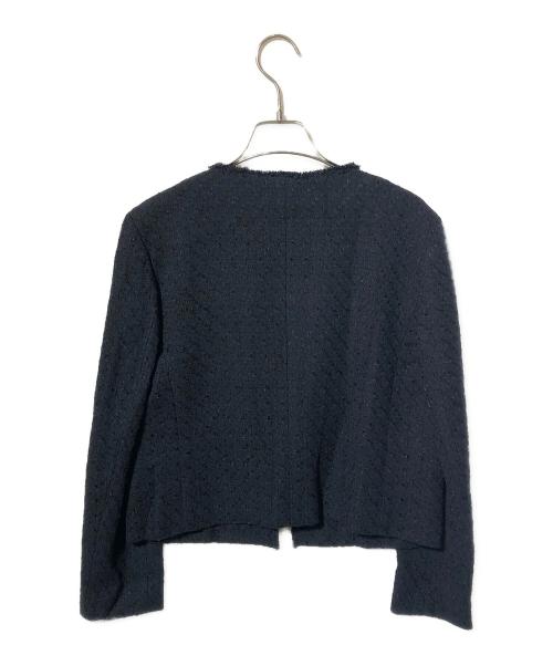 TOMORROW LAND（トゥモローランド）TOMORROW LAND (トゥモローランド) リングヤーンツイード ノーカラージャケット ネイビー サイズ:SIZE 36の古着・服飾アイテム