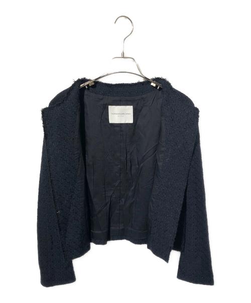 TOMORROW LAND（トゥモローランド）TOMORROW LAND (トゥモローランド) リングヤーンツイード ノーカラージャケット ネイビー サイズ:SIZE 36の古着・服飾アイテム