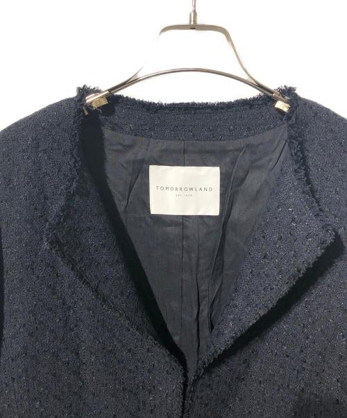 TOMORROW LAND（トゥモローランド）TOMORROW LAND (トゥモローランド) リングヤーンツイード ノーカラージャケット ネイビー サイズ:SIZE 36の古着・服飾アイテム